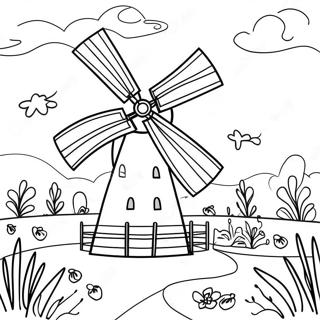 Page A Colorier De Moulin A Vent Charmant Dans Un Pre 41029-34084