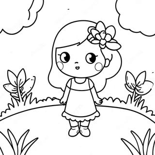 Page A Colorier Damy Mignonne Dans Un Jardin De Fleurs 4131-3333