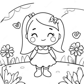 Page A Colorier Damy Mignonne Dans Un Jardin De Fleurs 4131-3334