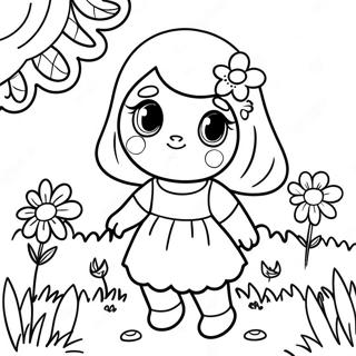 Page A Colorier Damy Mignonne Dans Un Jardin De Fleurs 4131-3335