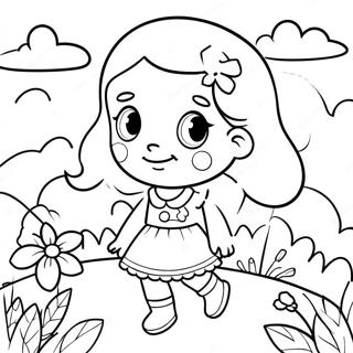 Page A Colorier Damy Mignonne Dans Un Jardin De Fleurs 4131-3336