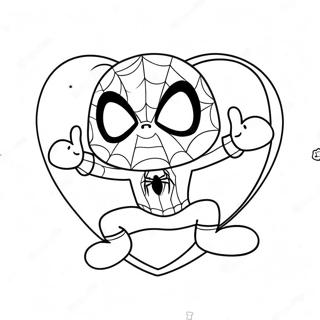 Page A Colorier Spiderman Mignon Avec Des Coeurs 41520-34456