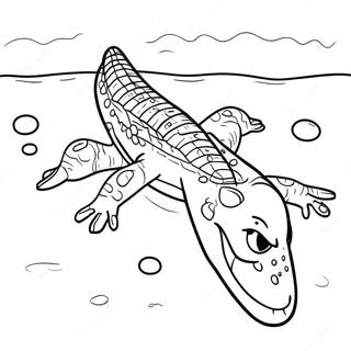 Page A Colorier De Vector Le Crocodile Nageant Dans Leau 41600-34521