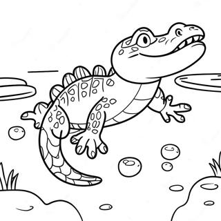 Page A Colorier De Vector Le Crocodile Nageant Dans Leau 41600-34523