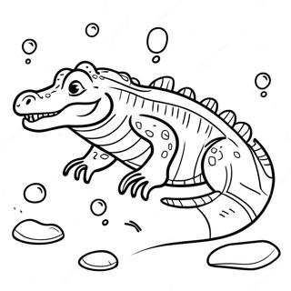 Page A Colorier De Vector Le Crocodile Nageant Dans Leau 41600-34524