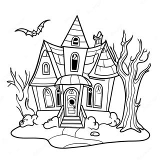 Page A Colorier De La Maison Hantee Effrayante Pour Halloween 41660-34573