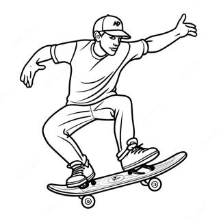 Page A Colorier De Tony Hawk Realisant Un Trick De Skateboard 41700-34598