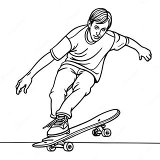 Page A Colorier De Tony Hawk Realisant Un Trick De Skateboard 41700-34599