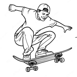 Page A Colorier De Tony Hawk Realisant Un Trick De Skateboard 41700-34600