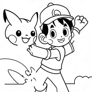 Page A Colorier Dash Ketchum Attrapant Pikachu 41720-34612