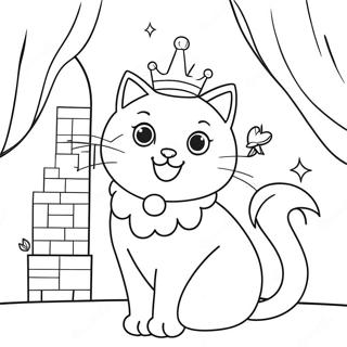 Page A Colorier De La Princesse Chat Magique Dans Un Chateau 41750-34633