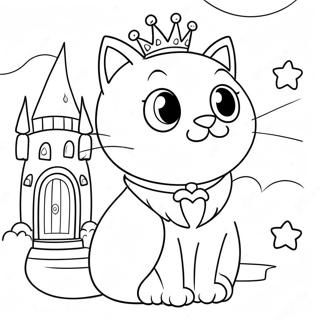 Page A Colorier De La Princesse Chat Magique Dans Un Chateau 41750-34635