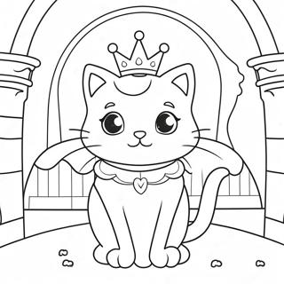 Page A Colorier De La Princesse Chat Magique Dans Un Chateau 41750-34636