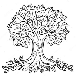 Page A Colorier Arbre Dautomne Colore Avec Feuilles 42151-34957