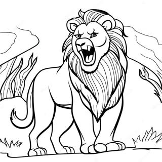 Page A Colorier Lion Majestueux Rugissant 42592-35482