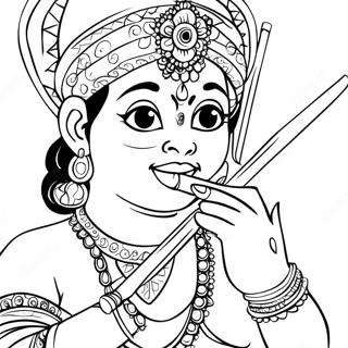 Page A Colorier De Krishna Jouant De La Flute 42892-35717