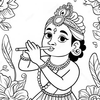 Page A Colorier De Krishna Jouant De La Flute 42892-35718