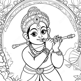 Page A Colorier De Krishna Jouant De La Flute 42892-35719