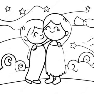 Page A Colorier Dun Couple Amoureux Sous Les Etoiles 42942-35758