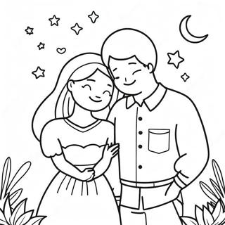 Page A Colorier Dun Couple Amoureux Sous Les Etoiles 42942-35759