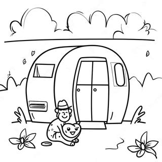 Camping Heureux Pages À Colorier