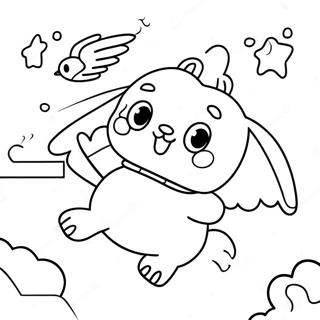 Page A Colorier Cinnamoroll Volant Dans Le Ciel 42-38