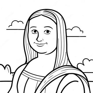 Page A Colorier Mona Lisa Avec Un Fond Colore 43002-35809