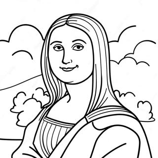 Page A Colorier Mona Lisa Avec Un Fond Colore 43002-35810