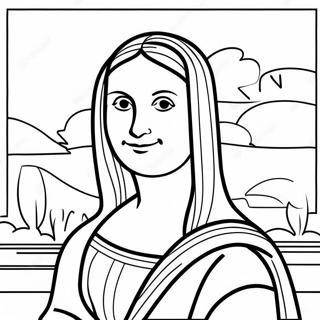 Page A Colorier Mona Lisa Avec Un Fond Colore 43002-35811