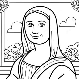 Page A Colorier Mona Lisa Avec Un Fond Colore 43002-35812