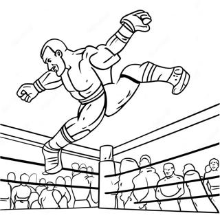 Page A Colorier Wwe Lutteur Sautant Sur Un Adversaire En Niveaux De Gris 43062-35860