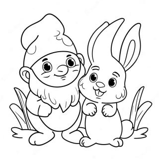 Page A Colorier Gnome De Paques Mignon Avec Un Lapin 43083-35872