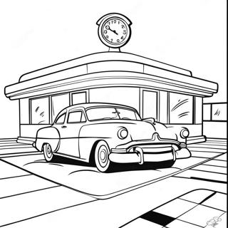 Page A Colorier Diner Retro Des Annees 1950 43123-35900