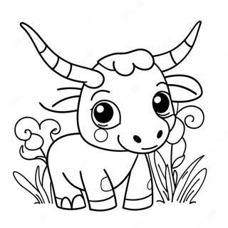 Page A Colorier De Mignon Longhorn Du Texas Avec Des Fleurs 43403-36121