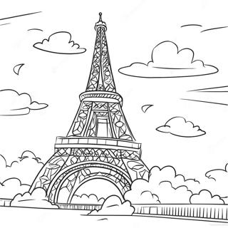 Page A Colorier Tour Eiffel Au Coucher Du Soleil 43493-36194