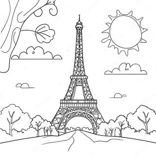 Page A Colorier Tour Eiffel Au Coucher Du Soleil 43493-36196