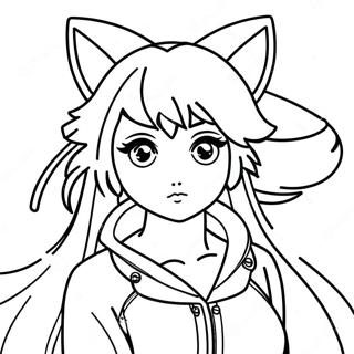 Page A Colorier Fille Anime Renard 43512-36208