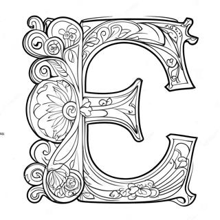 Page A Colorier Elegante Lettre E 4351-3512