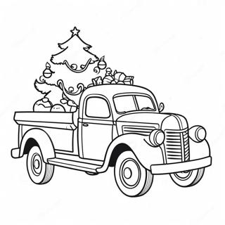 Page A Colorier Camion De Noel Vintage Avec Arbre 43573-36255