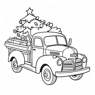 Page A Colorier Camion De Noel Vintage Avec Arbre 43573-36256