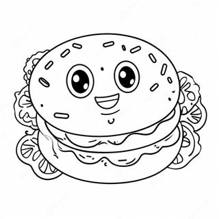 Page A Colorier Bagel Mignon Avec Visage Souriant 43583-36268