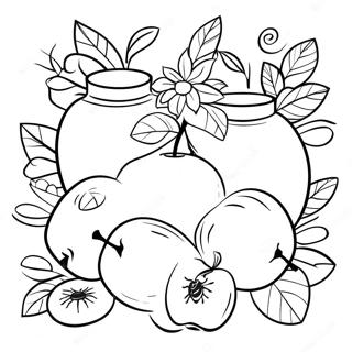 Page A Colorier Douces Pommes Et Miel Pour Rosh Hashanah 4371-3528