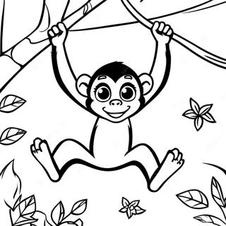 Page A Colorier Dun Singe Araignee Joueur Se Balancant Dans Les Arbres 43793-36441