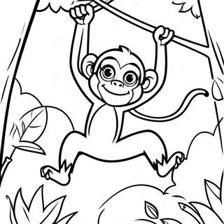 Page A Colorier Dun Singe Araignee Joueur Se Balancant Dans Les Arbres 43793-36442