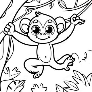 Page A Colorier Dun Singe Araignee Joueur Se Balancant Dans Les Arbres 43793-36443