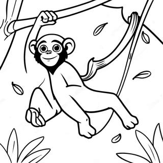 Page A Colorier Dun Singe Araignee Joueur Se Balancant Dans Les Arbres 43793-36444