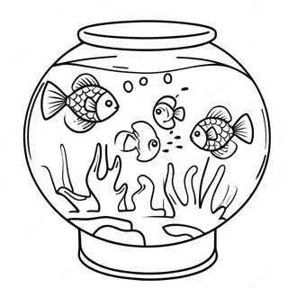 Page A Colorier Dun Aquarium Colore Avec Des Poissons Tropicaux 43863-36488