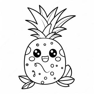 Page A Colorier Ananas Mignon En Dessin Anime 4391-3542