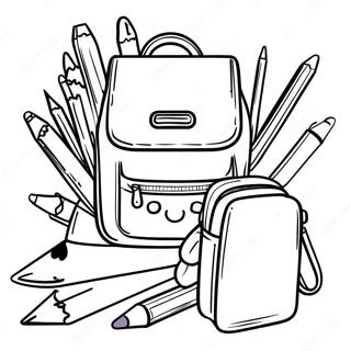 Page A Colorier De Fournitures Scolaires Colorees Pour La Rentree 44043-36635