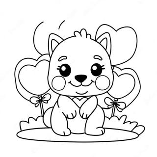 Mignon Chiot Avec Des Ballons En Forme De Coeur Page A Colorier 44083-36662